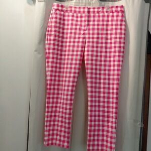 Boden Women`s Richmond  Checkered Gingham High Rise Straight Leg Crop Pants 14
